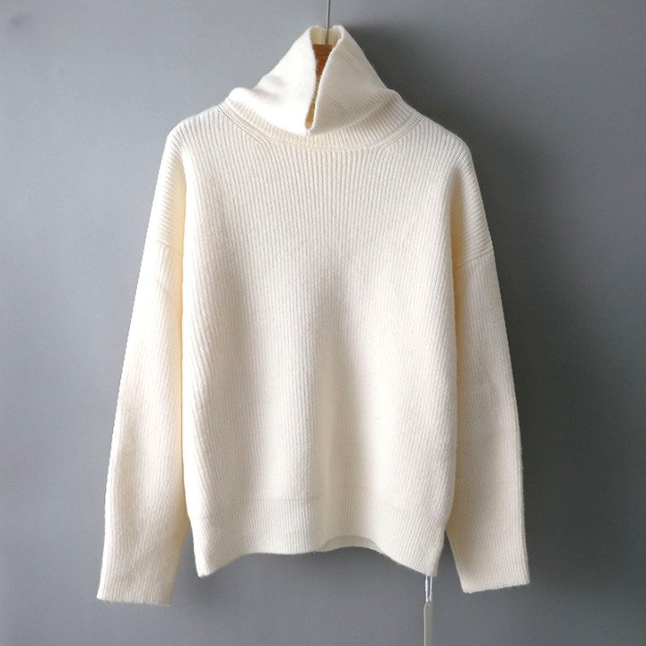 Sweater Oversized acanalado de cuello alto - BestaChile
